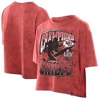 T-shirt court boxy Sport Classics rouge délavé minéral pour femme des Kansas City Chiefs de New Era