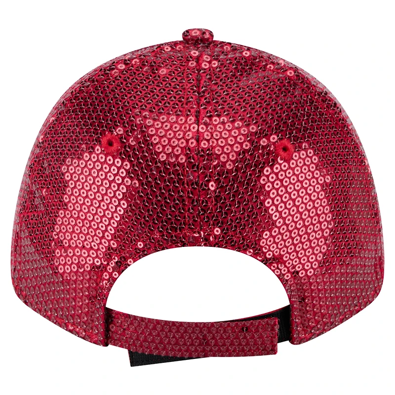 Casquette ajustable 9FORTY à sequins rouge des Kansas City Chiefs de New Era pour femme