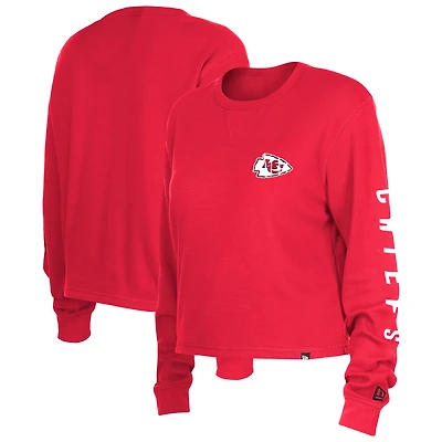 T-shirt court thermique à manches longues pour femme New Era Kansas City Chiefs Sport Night rouge