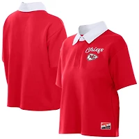 Women's New Era Red Kansas City Chiefs Throwback Boxy Cropped Polo