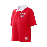Women's New Era Red Kansas City Chiefs Throwback Boxy Cropped Polo