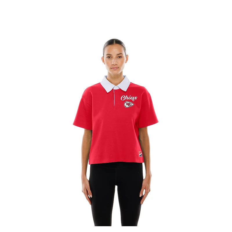 Women's New Era Red Kansas City Chiefs Throwback Boxy Cropped Polo