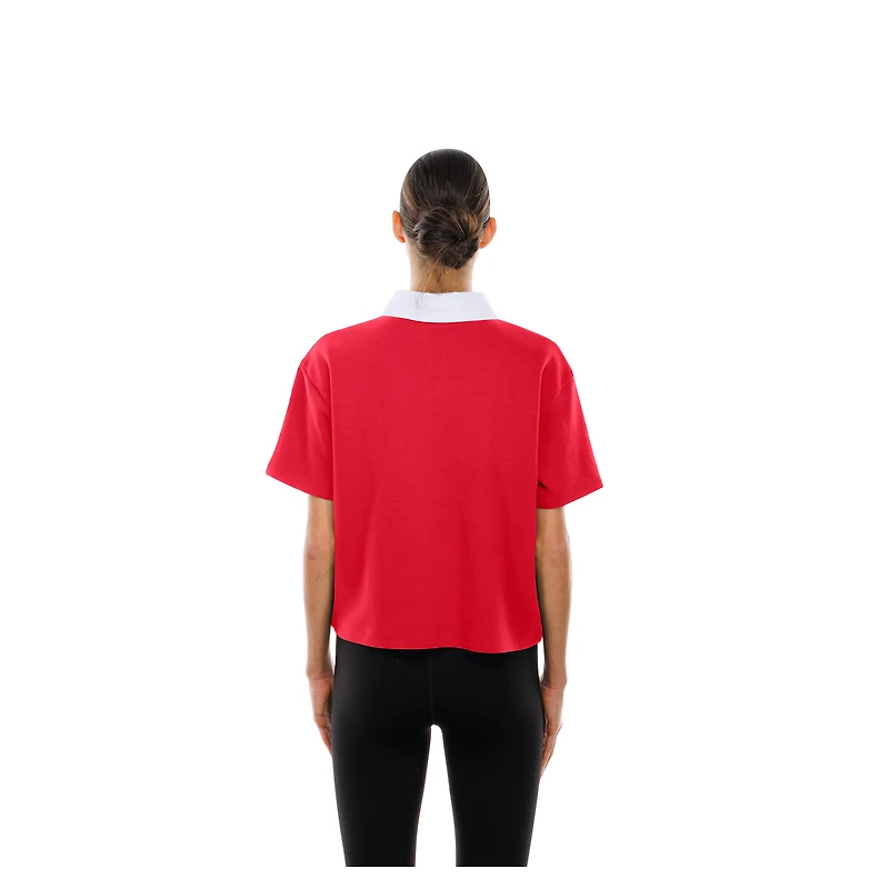 Women's New Era Red Kansas City Chiefs Throwback Boxy Cropped Polo