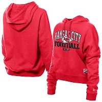 Women's New Era Red Kansas City Chiefs Throwback Boxy Hoodie Sweatshirt