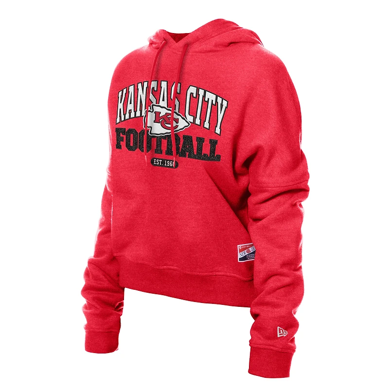 Women's New Era Red Kansas City Chiefs Throwback Boxy Hoodie Sweatshirt