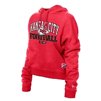 Women's New Era Red Kansas City Chiefs Throwback Boxy Hoodie Sweatshirt