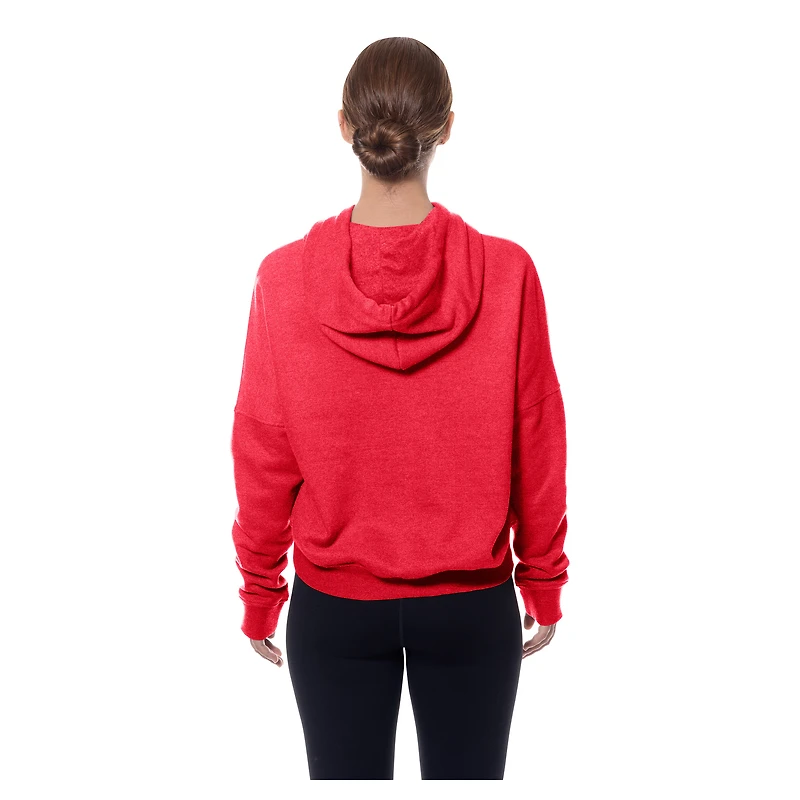 Women's New Era Red Kansas City Chiefs Throwback Boxy Hoodie Sweatshirt