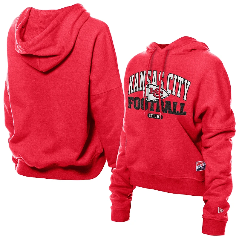 Women's New Era Red Kansas City Chiefs Throwback Boxy Hoodie Sweatshirt