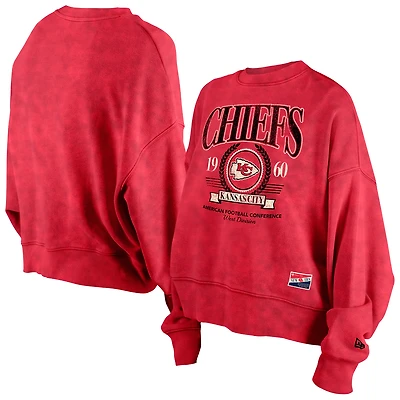 Women's New Era Red Kansas City Chiefs Throwback Boxy Sweatshirt