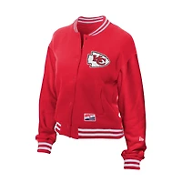 Women's New Era  Red Kansas City Chiefs Throwback Fleece Full-Snap Jacket