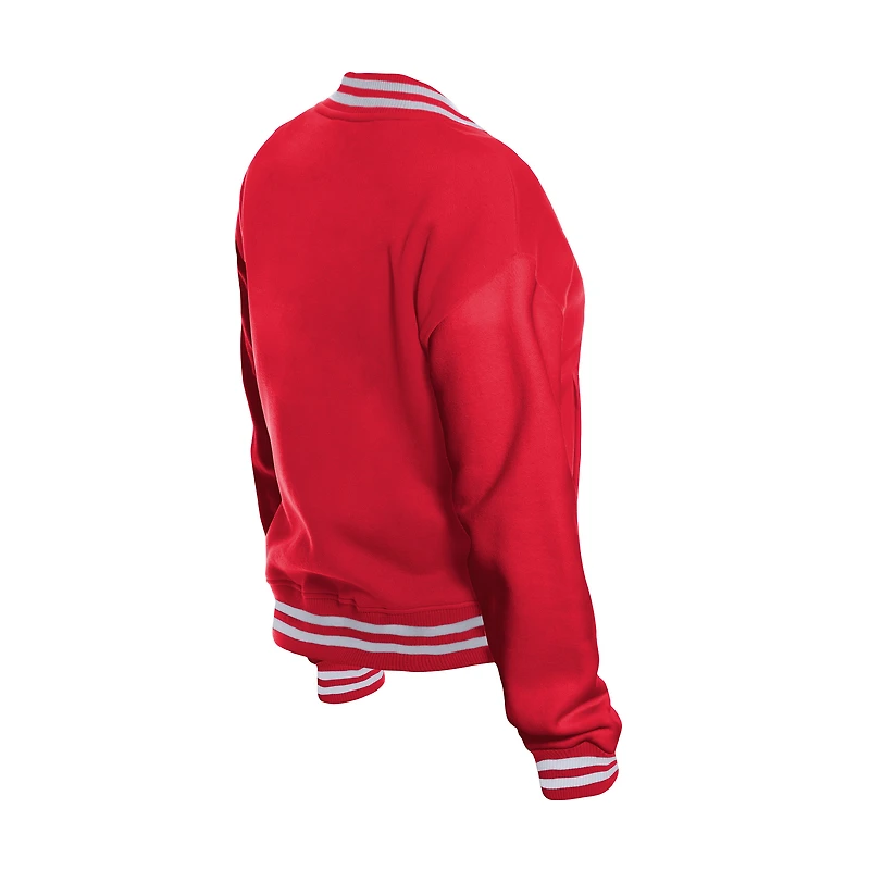 Veste polaire rétro rouge New Era pour femme, avec boutons-pression intégral, des Kansas City Chiefs