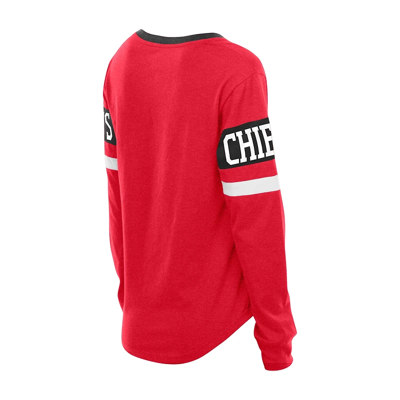 Women's New Era  Red Kansas City Chiefs Throwback Lace-Up Long-Sleeve T-Shirt