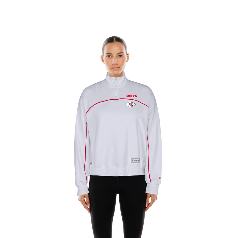 Women's New Era White Kansas City Chiefs Functional Fandom Quarter-Zip Sweatshirt