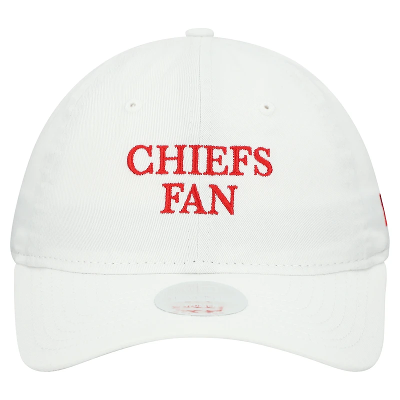 Casquette ajustable New Era blanche 9TWENTY pour femme, fan de l'équipe des Chiefs de Kansas City