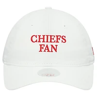 Casquette ajustable New Era blanche 9TWENTY pour femme, fan de l'équipe des Chiefs de Kansas City