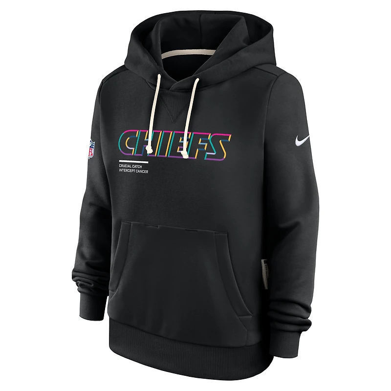 Sweat à capuche Nike noir Dri-FIT NFL Crucial Catch Sideline pour femme des Kansas City Chiefs 2025