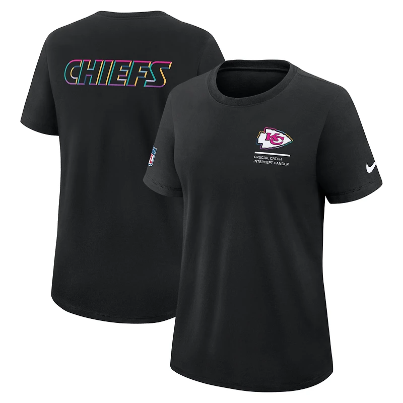 T-shirt Nike noir pour femme Kansas City Chiefs NFL Crucial Catch Tri-Blend Dri-FIT 2025
