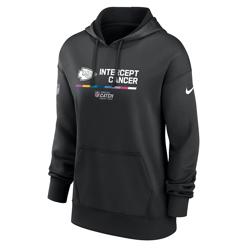 Sweat à capuche Nike noir Kansas City Chiefs 2022 NFL Crucial Catch Therma Performance pour femme
