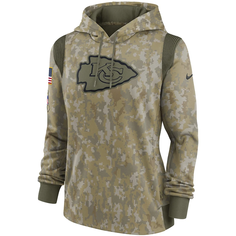 Women's Nike Camo Kansas City Chiefs 2021 Salute To Service - Therma Performance Pullover Hoodie