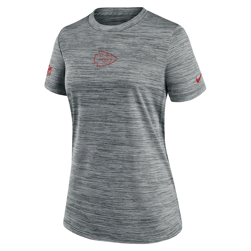 T-shirt Nike gris Kansas City Chiefs Sideline Velocity Dri-FIT pour femme