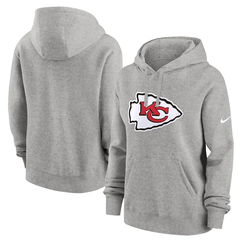 Sweat à capuche Nike pour femme, gris anthracite, avec logo du club des Kansas City Chiefs