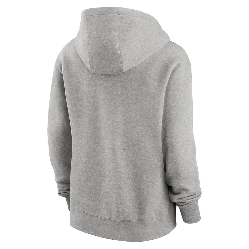 Women's Nike Heather Charcoal Kansas City Chiefs Club Logo Pullover Hoodie