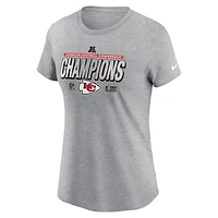 Women's Nike Heather Gray Kansas City Chiefs 2024 AFC Champions Locker Room Trophy Collection T-Shirt