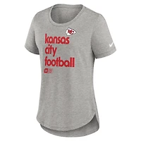 T-shirt Nike gris chiné pour femme Kansas City Chiefs Team Shout-Out Tri-Blend