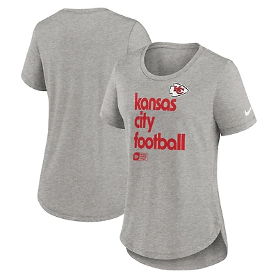 Women's Nike Heather Gray Kansas City Chiefs Team Shout-Out Tri-Blend T-Shirt