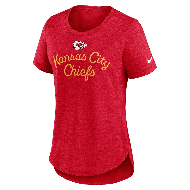 T-shirt Nike rouge chiné Strong Safety Tri-Blend pour femme des Kansas City Chiefs