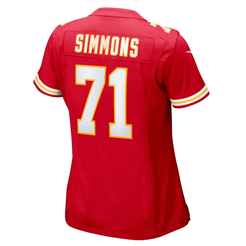 Maillot Nike Josh Simmons rouge pour femme des Kansas City Chiefs