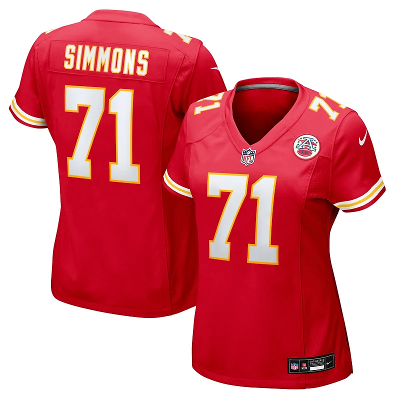Maillot Nike Josh Simmons rouge pour femme des Kansas City Chiefs