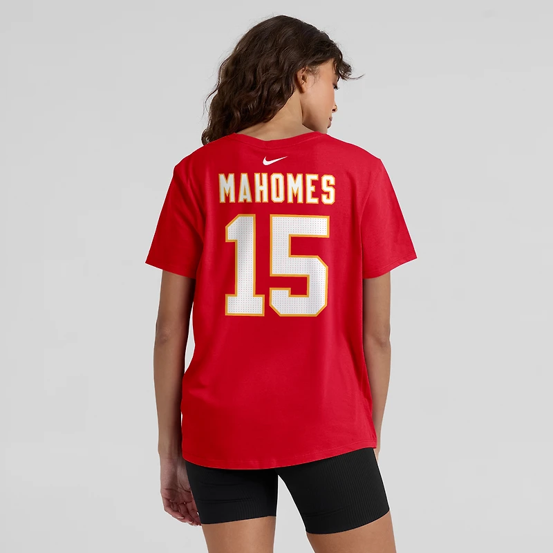 T-shirt Nike Patrick Mahomes pour femme, rouge, nom et numéro du joueur des Chiefs de Kansas City