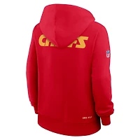 Sweat à capuche Nike rouge Kansas City Chiefs 2025 Sideline Standard Issue Initial Home Dri-FIT pour femme