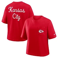 T-shirt Nike rouge à poche Boxy Rewind des Kansas City Chiefs pour femme