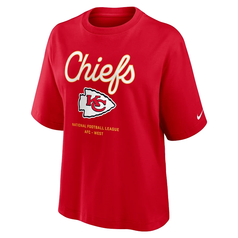 T-shirt Nike rouge Kansas City Chiefs Essential Relaxed Boxy pour femme