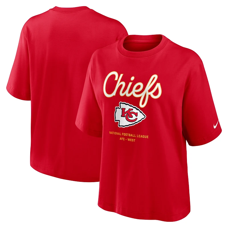 T-shirt Nike rouge Kansas City Chiefs Essential Relaxed Boxy pour femme