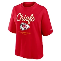 Women's Nike Red Kansas City Chiefs Essential Script Relaxed Boxy T-Shirt