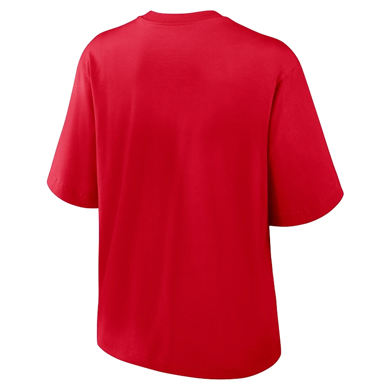 Women's Nike Red Kansas City Chiefs Essential Script Relaxed Boxy T-Shirt