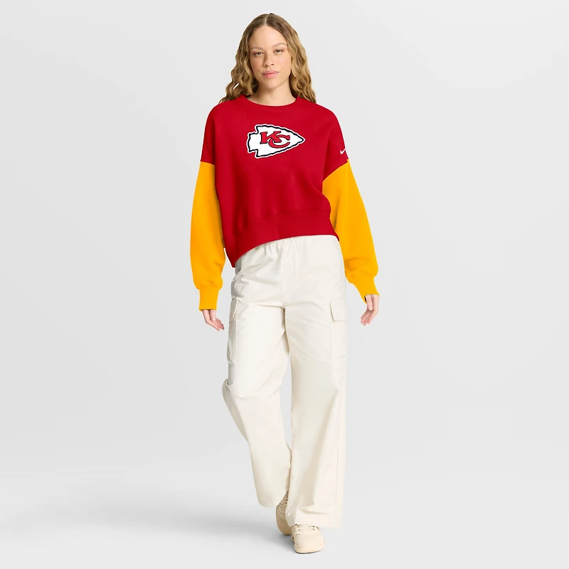 Sweat-shirt oversize à blocs de couleurs rouge Nike Kansas City Chiefs pour femme