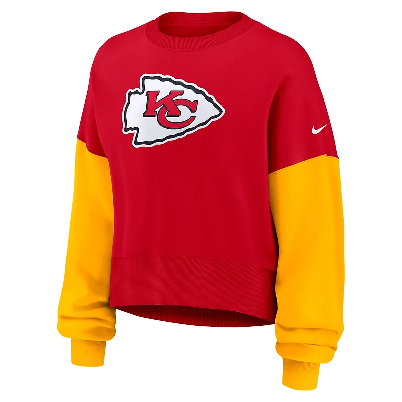 Sweat-shirt oversize à blocs de couleurs rouge Nike Kansas City Chiefs pour femme