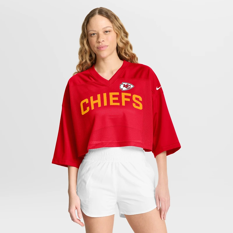 Women's Nike Red Kansas City Chiefs Primetime Cropped Mesh Dri-FIT Fashion Jersey