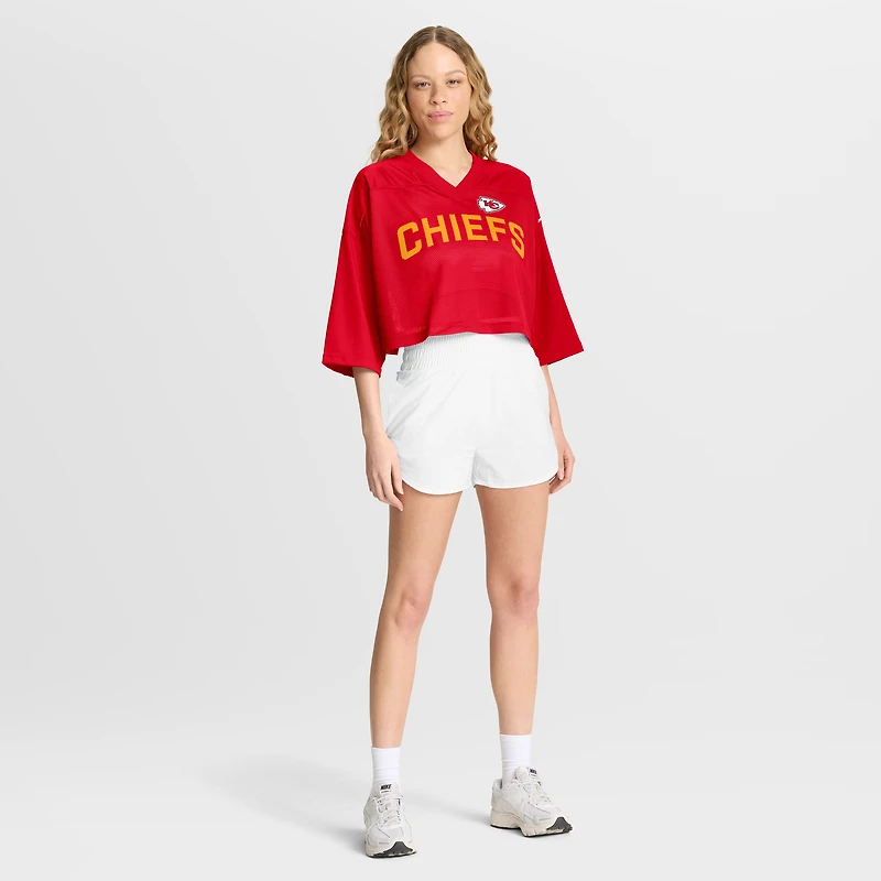 Women's Nike Red Kansas City Chiefs Primetime Cropped Mesh Dri-FIT Fashion Jersey