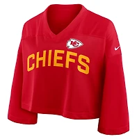 Women's Nike Red Kansas City Chiefs Primetime Cropped Mesh Dri-FIT Fashion Jersey