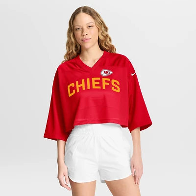 Women's Nike Red Kansas City Chiefs Primetime Cropped Mesh Dri-FIT Fashion Jersey