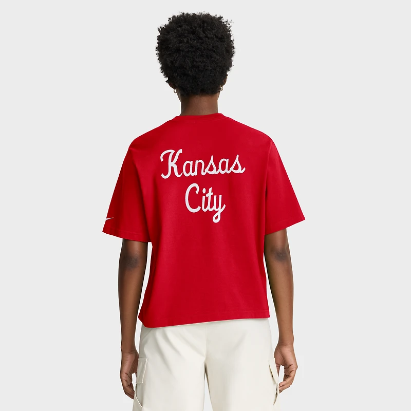 T-shirt Nike rouge à poche carrée Rewind des Kansas City Chiefs pour femme