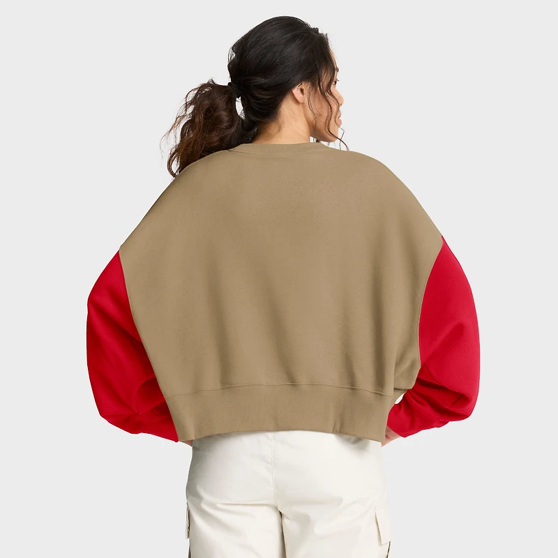 Women's Nike Tan Kansas City Chiefs Oversized Rewind Pullover Sweatshirt