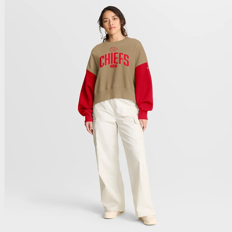 Women's Nike Tan Kansas City Chiefs Oversized Rewind Pullover Sweatshirt