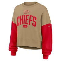 Women's Nike Tan Kansas City Chiefs Oversized Rewind Pullover Sweatshirt