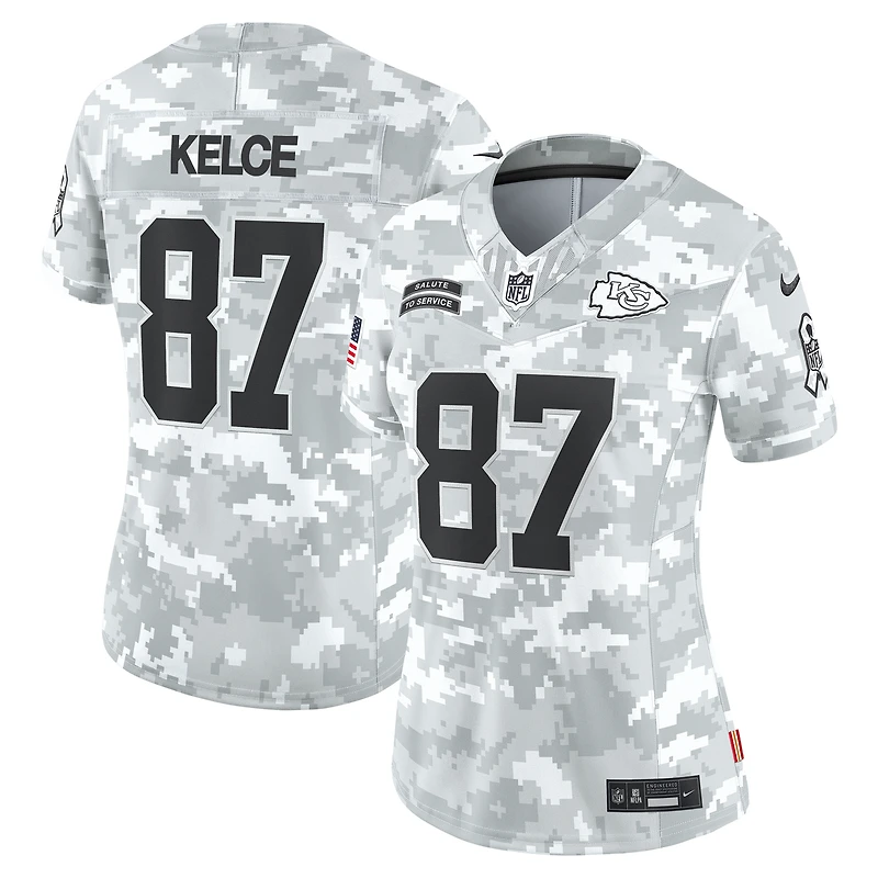 Maillot Nike Travis Kelce Arctic Camo Kansas City Chiefs 2024 Salute to Service Limited pour femme